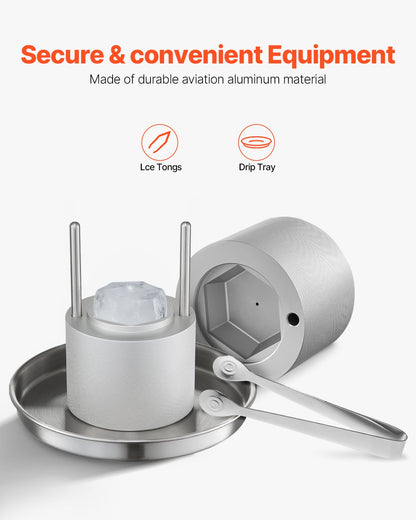 Ice Diamond Press Ice Ball Maker 2.4" Diamond Ice Press Kit for Whiskey