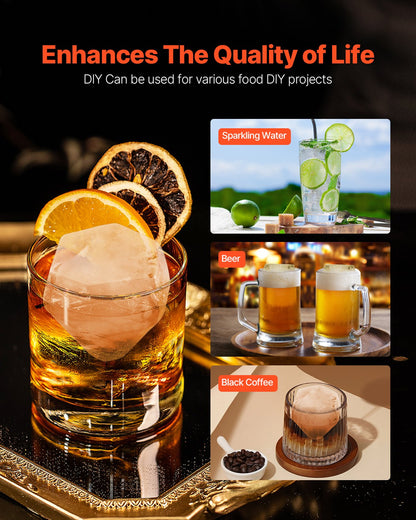Ice Diamond Press Ice Ball Maker 2.4" Diamond Ice Press Kit for Whiskey