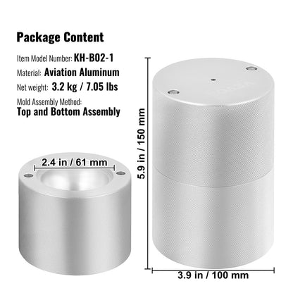 Ice Ball Press Kit, Aircraft Al Alloy Ice Press with Ice Block Mold, Large Mat, Tongs, Drip Tray, One Glass, Round Ice Ball Maker 2.4"/60mm Ice Ball, for Whiskey, Cocktail at Party and Vacation