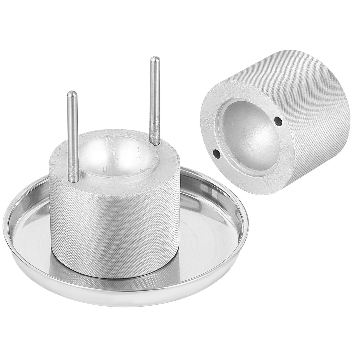Ice Ball Press Kit, Aircraft Al Alloy Ice Press with Ice Block Mold, Large Mat, Tongs, Drip Tray, One Glass, Round Ice Ball Maker 2.4"/60mm Ice Ball, for Whiskey, Cocktail at Party and Vacation