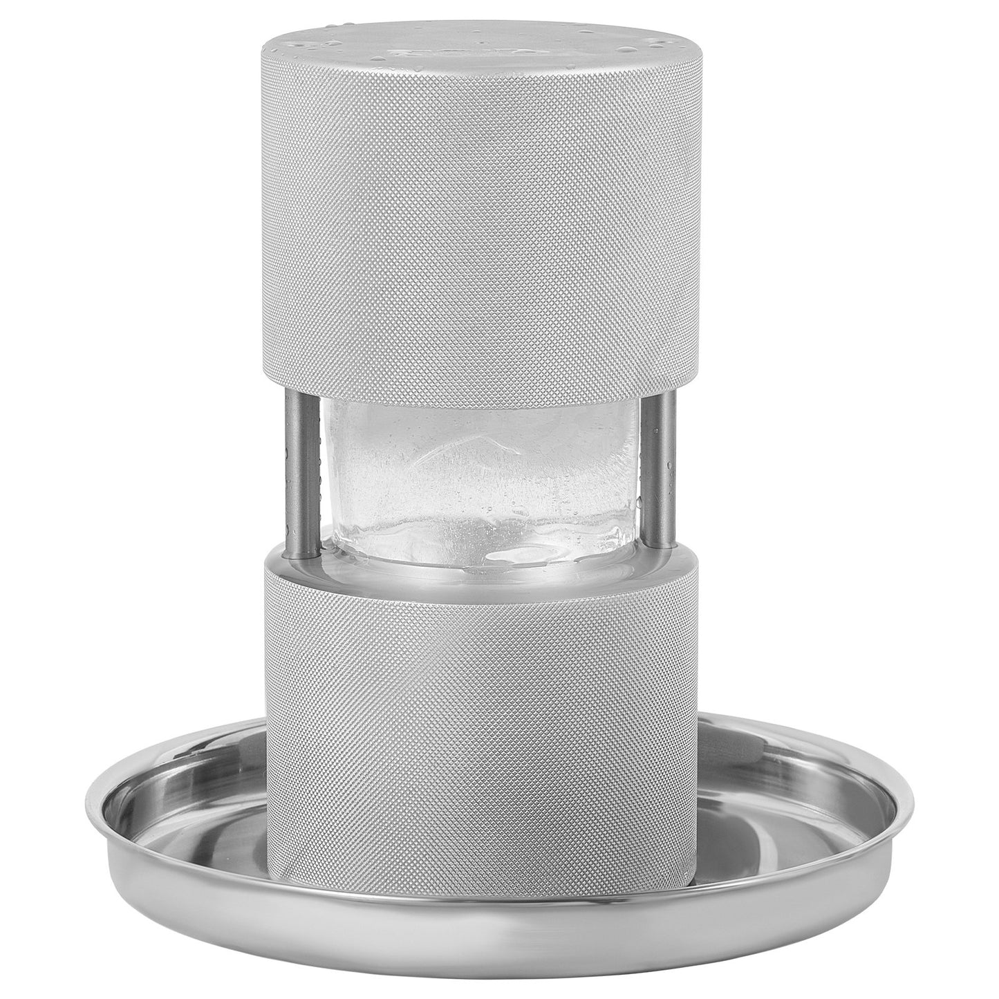 Ice Ball Press, 2.4" Ice Ball Maker, Aircraft Al Alloy Ice Ball Press Kit for 60mm Ice Sphere, Ice Press with Tongs and Drip Tray, for Whiskey, Cocktail, Bourbon, Scotch on Party &amp; Holiday, Silver
