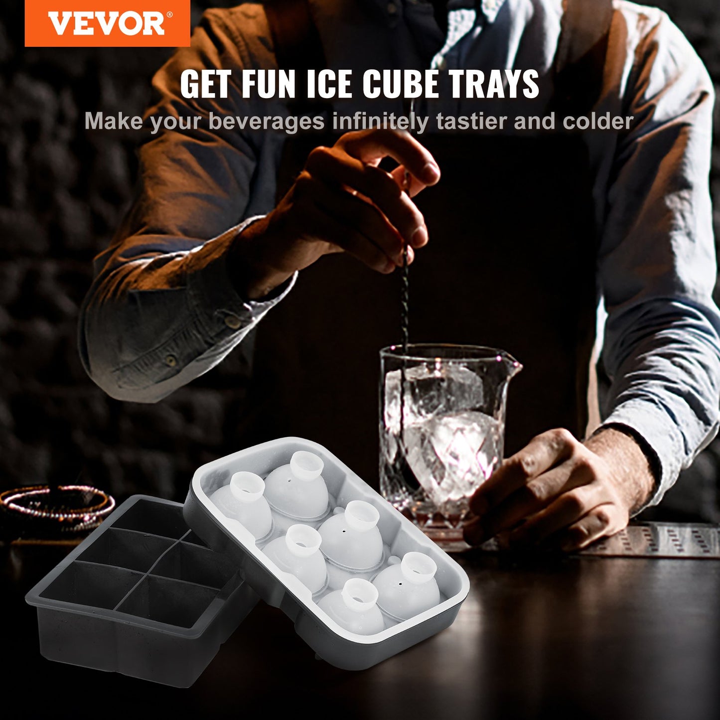 Ice Ball Maker Silikon iskubbricka med lock 2-pack whiskycocktail