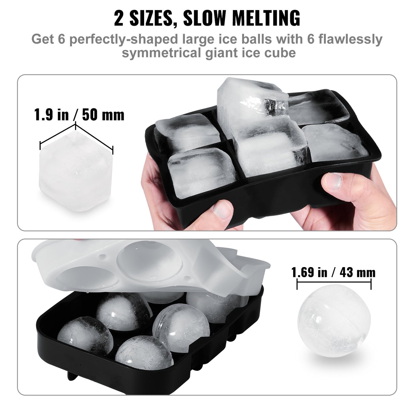 Ice Ball Maker Silikon iskubbricka med lock 2-pack whiskycocktail