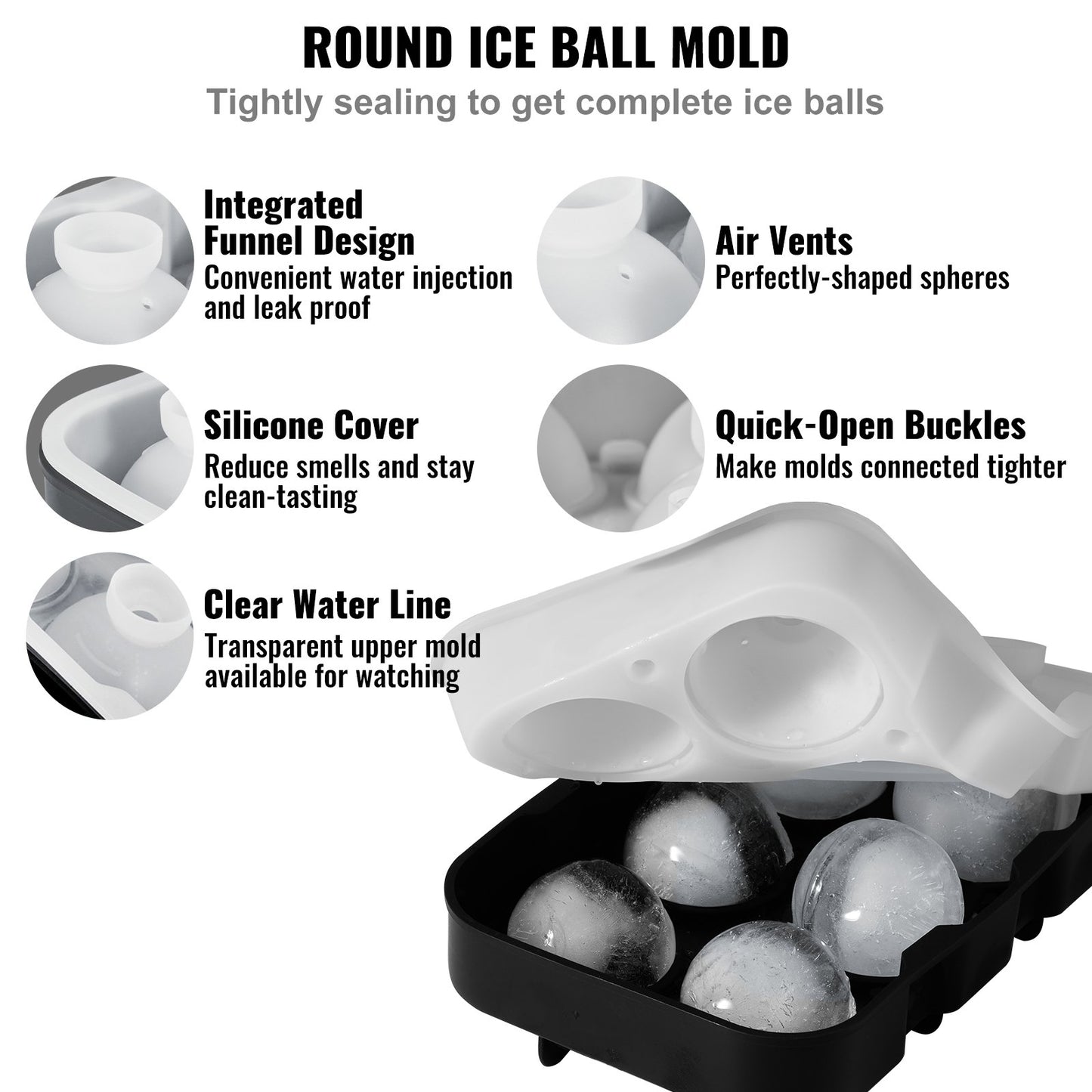 Ice Ball Maker Silikon iskubbricka med lock 2-pack whiskycocktail