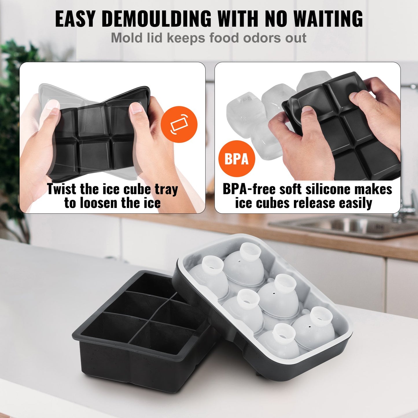 Ice Ball Maker Silikon iskubbricka med lock 2-pack whiskycocktail