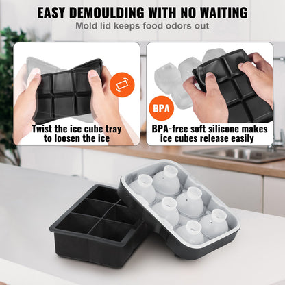 Ice Ball Maker Silikon iskubbricka med lock 2-pack whiskycocktail