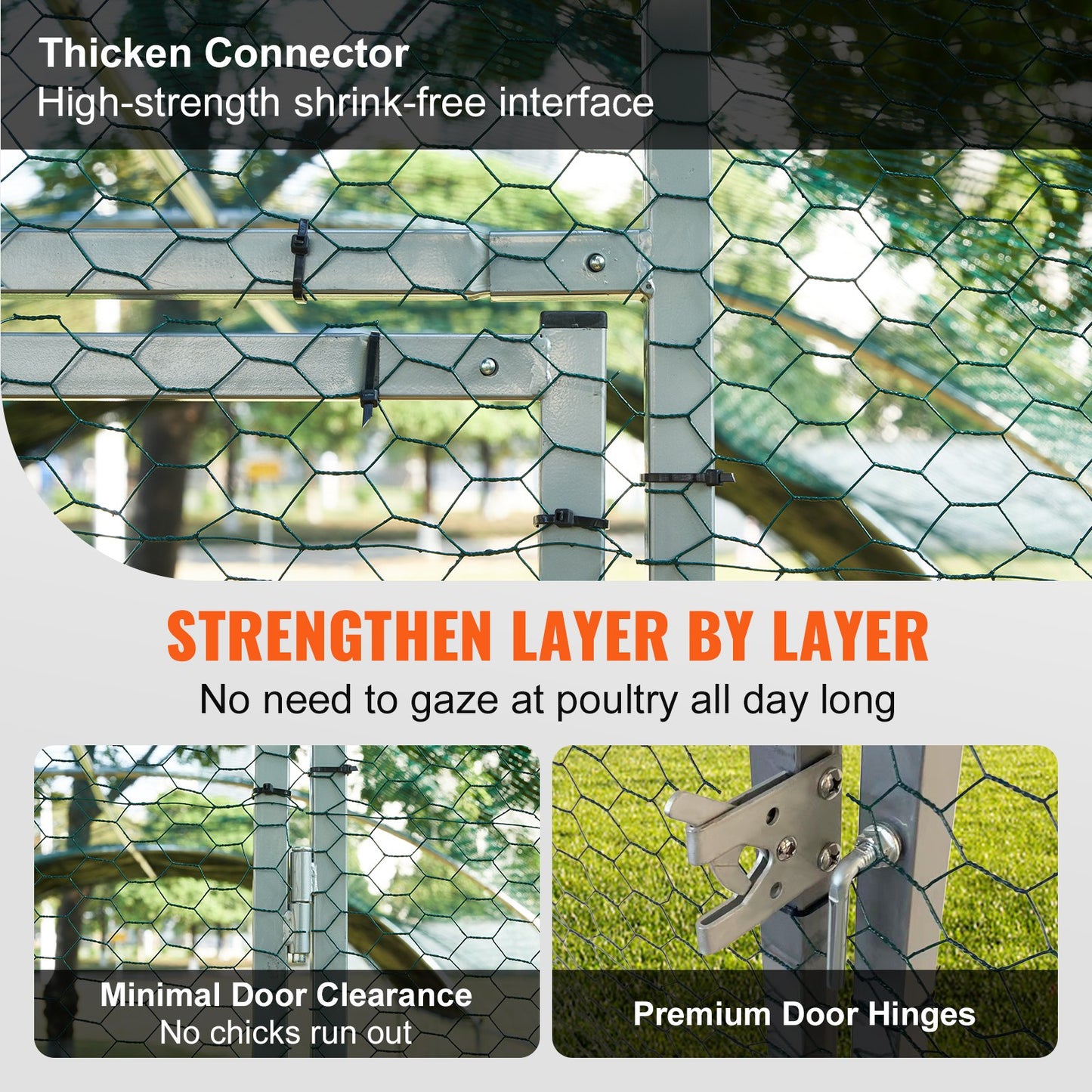 Metal Chicken Coop, 13,1 x 9,8 x 6,6 fot stor hönsgård, topptak utomhus Walk-in fjäderfäbur för gård eller bakgård, med vattentätt lock och skyddsnät, för höna, anka, kanin