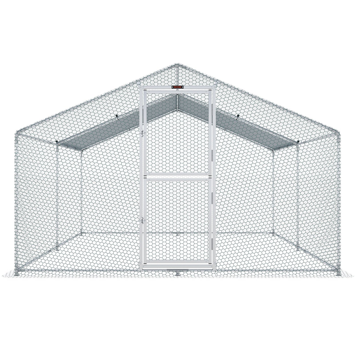 Metal Chicken Coop, 13,1 x 9,8 x 6,6 fot stor hönsgård, topptak utomhus Walk-in fjäderfäbur för gård eller bakgård, med vattentätt lock och skyddsnät, för höna, anka, kanin