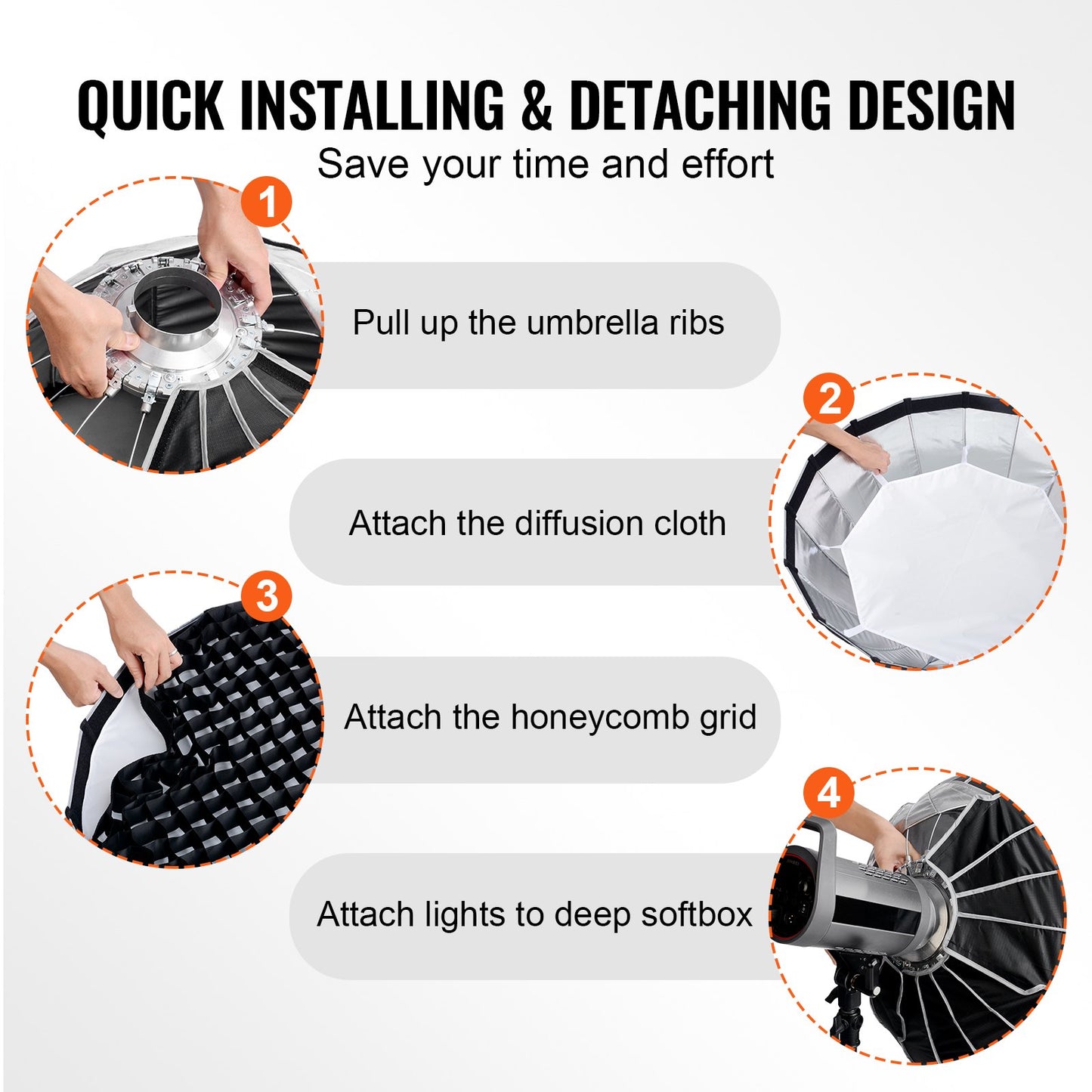 Parabolic Softbox 33 in Quick Release &amp; Quick Fold &amp; Portable