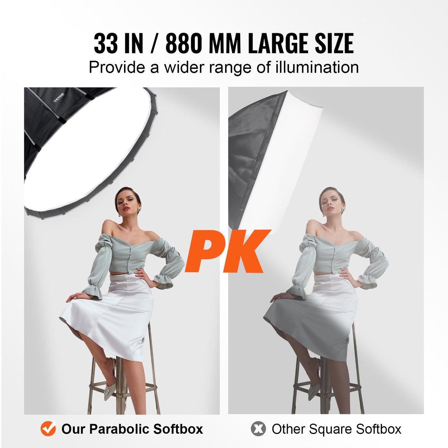 Parabolic Softbox 33 in Quick Release &amp; Quick Fold &amp; Portable