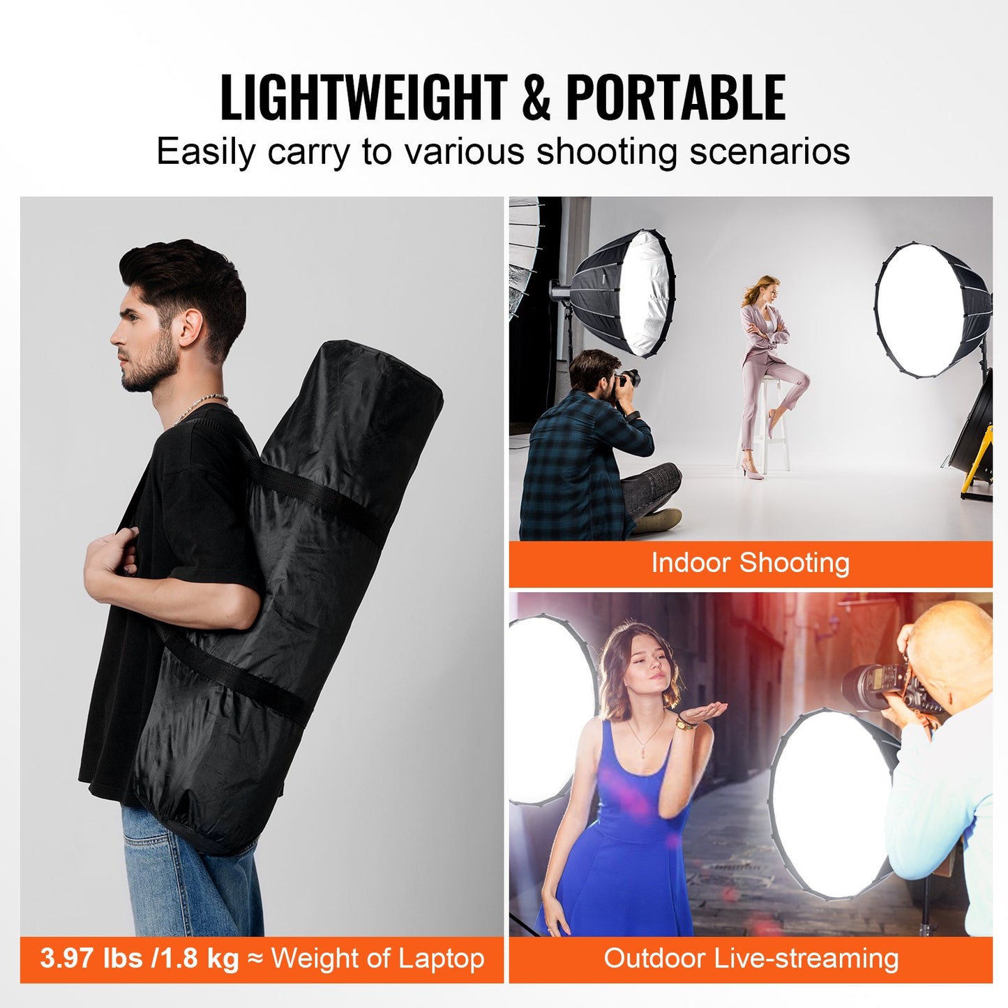 Parabolic Softbox 33 in Quick Release &amp; Quick Fold &amp; Portable