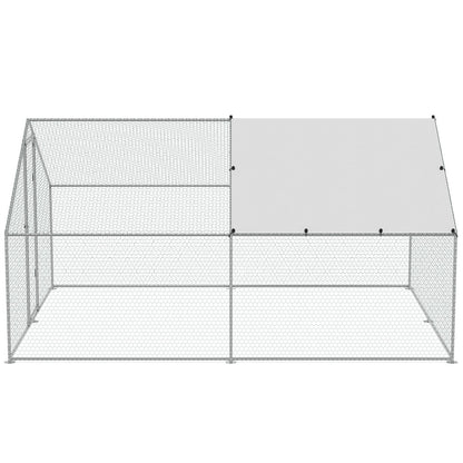 Hühnerstall aus Metall, begehbarer Hühnerauslauf mit wasserdichter Abdeckung, 9,8 x 13 x 6,5 Fuß