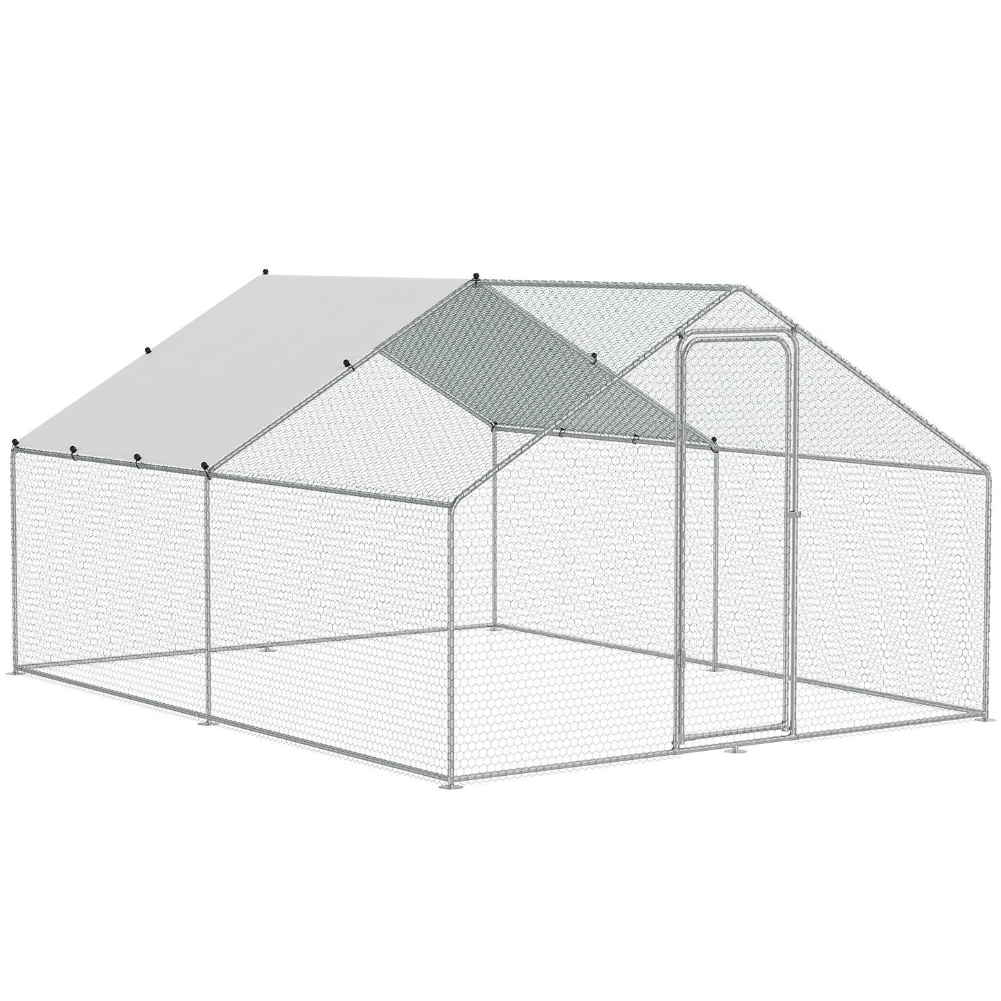 Hühnerstall aus Metall, begehbarer Hühnerauslauf mit wasserdichter Abdeckung, 9,8 x 13 x 6,5 Fuß