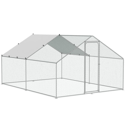 Hühnerstall aus Metall, begehbarer Hühnerauslauf mit wasserdichter Abdeckung, 9,8 x 13 x 6,5 Fuß