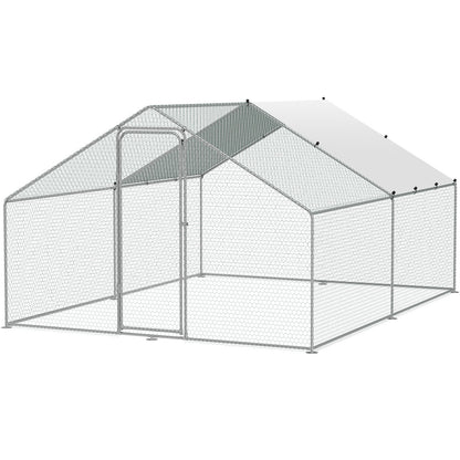 Hühnerstall aus Metall, begehbarer Hühnerauslauf mit wasserdichter Abdeckung, 9,8 x 13 x 6,5 Fuß
