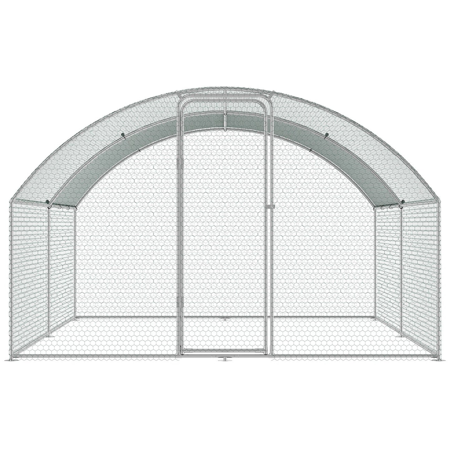 Large Metal Chicken Coop, 9,8x12,9x6,5 fot Walk in Chicken Run för gård med vattentätt lock, Doom Tak Hönshus med säkerhetslås för utomhus och bakgård, Farm, Anka Kaninbur Fjäderfäfack