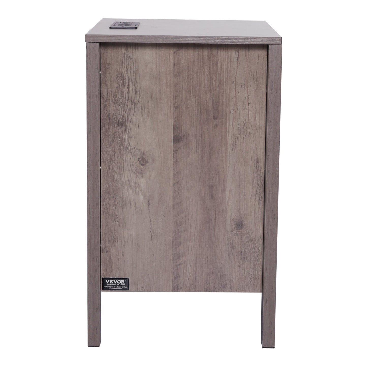 Farmhouse End Bord Square Night Stand med USB & uttag Set med 2 Grå