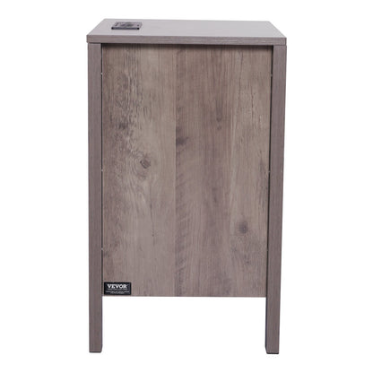 Farmhouse End Bord Square Night Stand med USB & uttag Set med 2 Grå