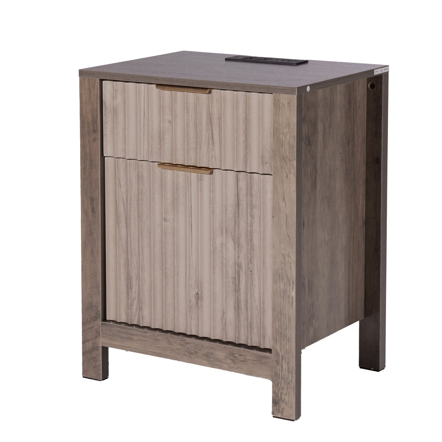 Farmhouse End Bord Square Night Stand med USB & uttag Set med 2 Grå