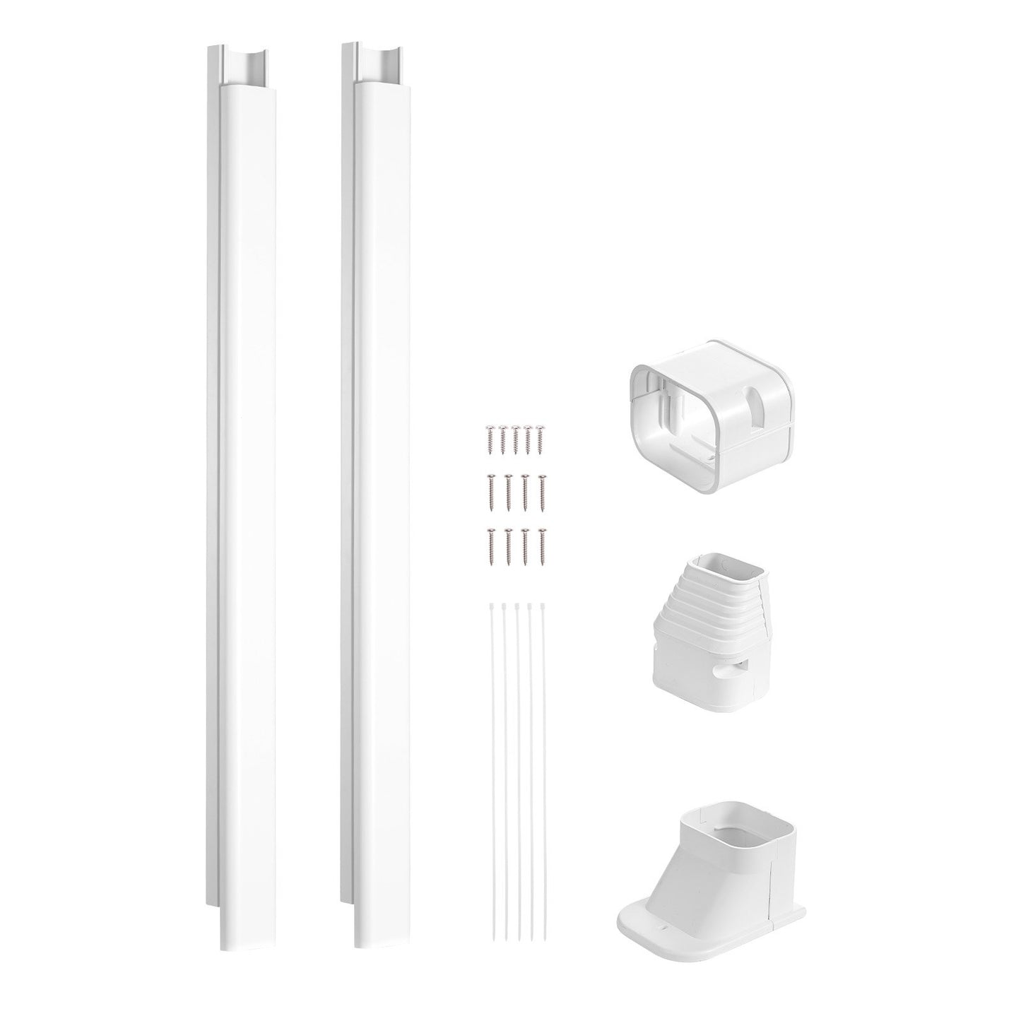 Mini Split Line Set Cover 76.2 mm W 2270 mm L, decorative PVC pipeline cover for air conditioning with 2 straight ducts and complete components Easy to install, paintable for heat pumps, white