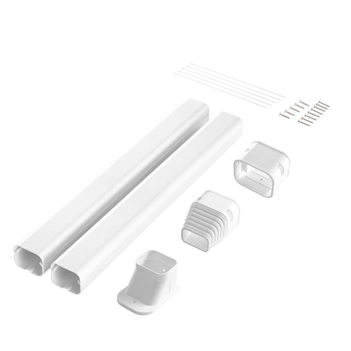Mini Split Line Set Cover 76.2 mm W 2270 mm L, decorative PVC pipeline cover for air conditioning with 2 straight ducts and complete components Easy to install, paintable for heat pumps, white