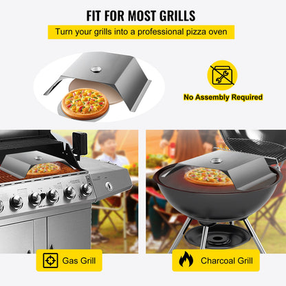 Pizza Oven Kit, Stainless Steel Grill Pizza Oven, Pizza Making Kit for Most 22" Charcoal Grills, Grill Pizza Oven Kit Including Pizza Chamber, 13" Round Pizza Stone, 10 x 11.8 Inch Pizza Peel