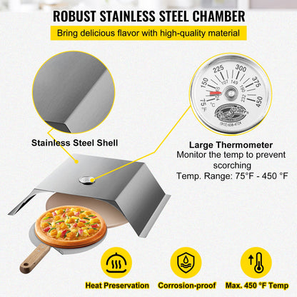 Pizza Oven Kit, Stainless Steel Grill Pizza Oven, Pizza Making Kit for Most 22" Charcoal Grills, Grill Pizza Oven Kit Including Pizza Chamber, 13" Round Pizza Stone, 10 x 11.8 Inch Pizza Peel