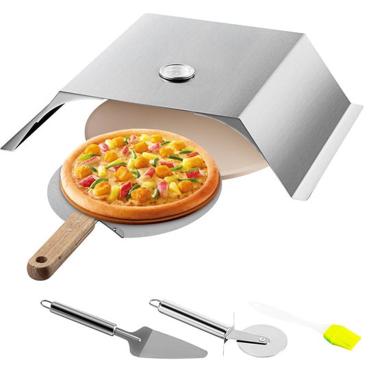 Pizza Oven Kit, Stainless Steel Grill Pizza Oven, Pizza Making Kit for Most 22" Charcoal Grills, Grill Pizza Oven Kit Including Pizza Chamber, 13" Round Pizza Stone, 10 x 11.8 Inch Pizza Peel