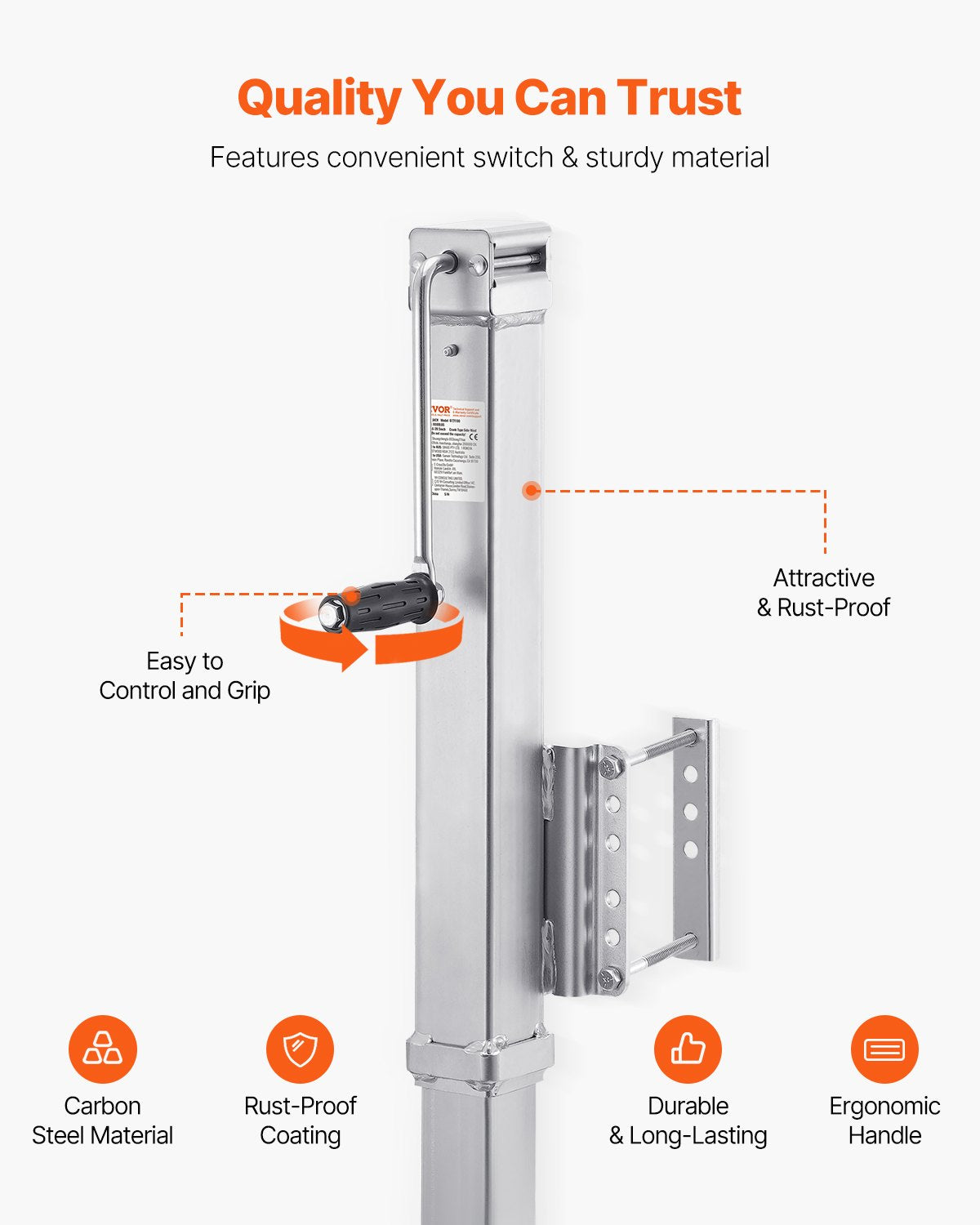 Anhängerheber, anschraubbarer Anhängerdeichselheber, 8000 lbs statische Belastung, 28,5" Federweg