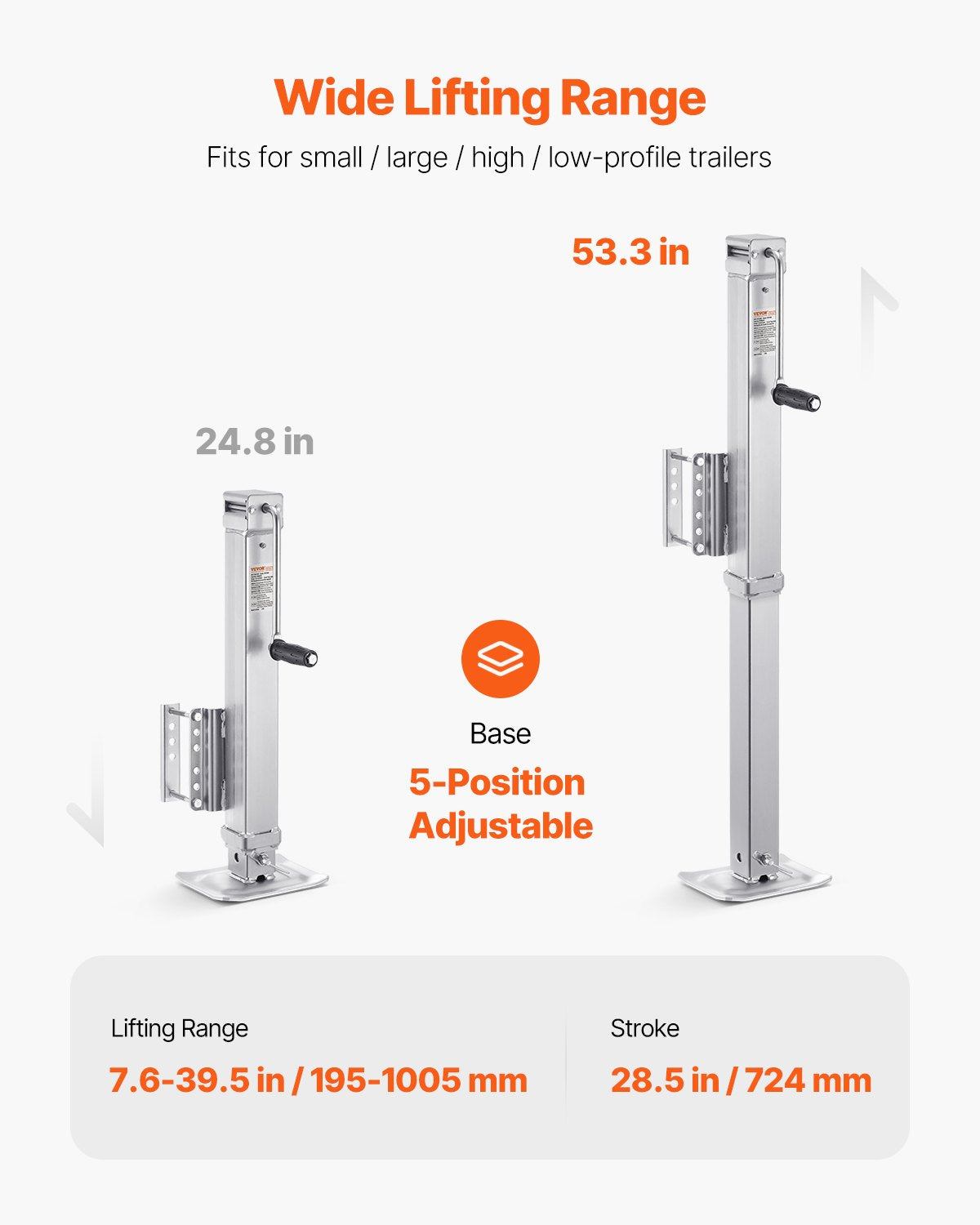 Anhängerheber, anschraubbarer Anhängerdeichselheber, 8000 lbs statische Belastung, 28,5" Federweg