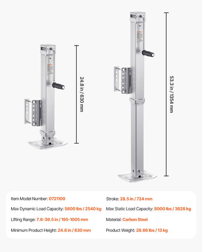 Anhängerheber, anschraubbarer Anhängerdeichselheber, 8000 lbs statische Belastung, 28,5" Federweg