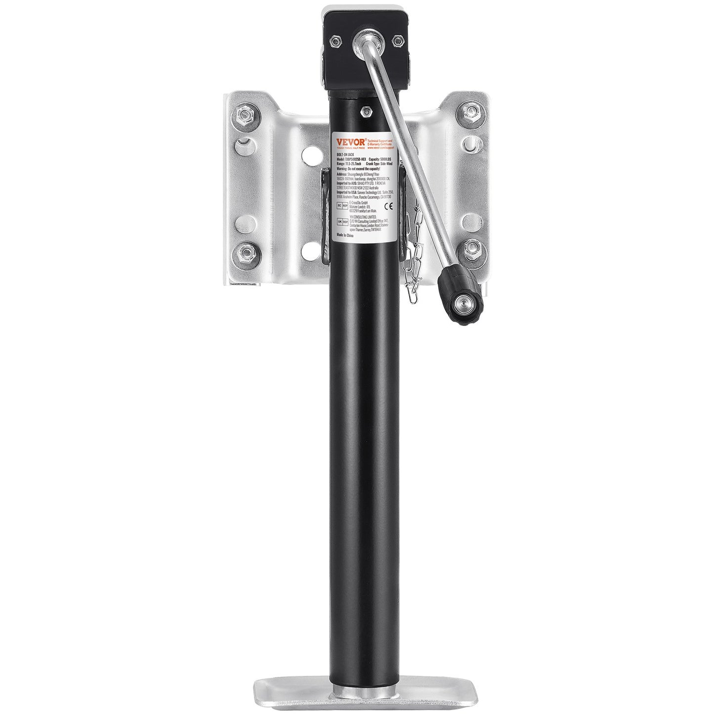 Trailer Jack Bolt-on Trailer Tongue Jack 5000 lbs Dynamic Load 14.3" Lift