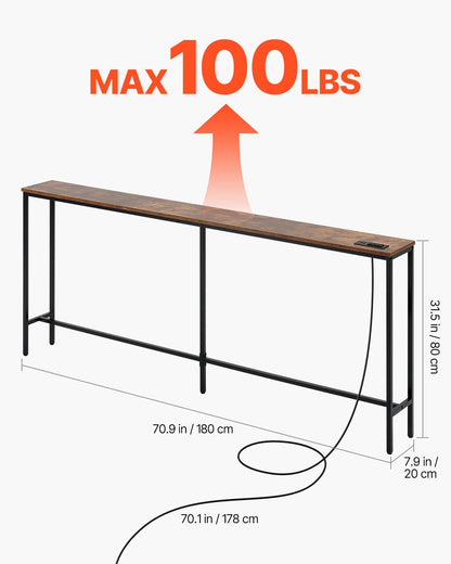 Narrow Console Soffbord Soffbord 70,9” för entré och vardagsrum