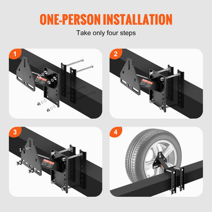 Spare Tire Holder, Trailer Spare Tire Mount, 160 lbs Capacity, Utility Trailer Accessory Fits Most 4 &amp; 5 &amp; 6 &amp; 8 Lug Wheels on 4", 4.25", 4.5", 4.75", 5", 5.5", 6", 6.5" Bolt Pattern