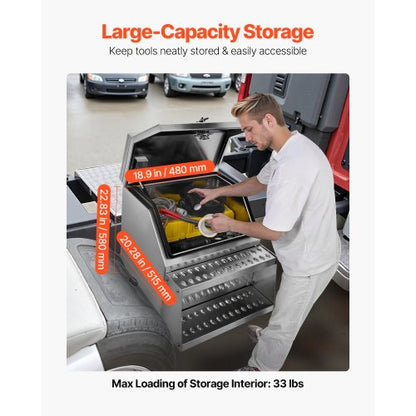 Verktygslåda för lastbilar, 610 x 695 x 645 mm Kraftig verktygslåda i aluminium, sidomonterad, vattentät sidoförvaring, sadellåda med T-handtag och nycklar för lastbilar, släpvagnar med plattbädd |  EU