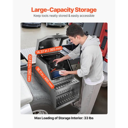 Verktygslåda för lastbilar, 457 x 695 x 645 mm Kraftig verktygslåda i aluminium, sidomonterad, vattentät sidoförvaring, sadellåda med T-handtagslås och nycklar för lastbilar, släpvagnar med plattbädd |  EU