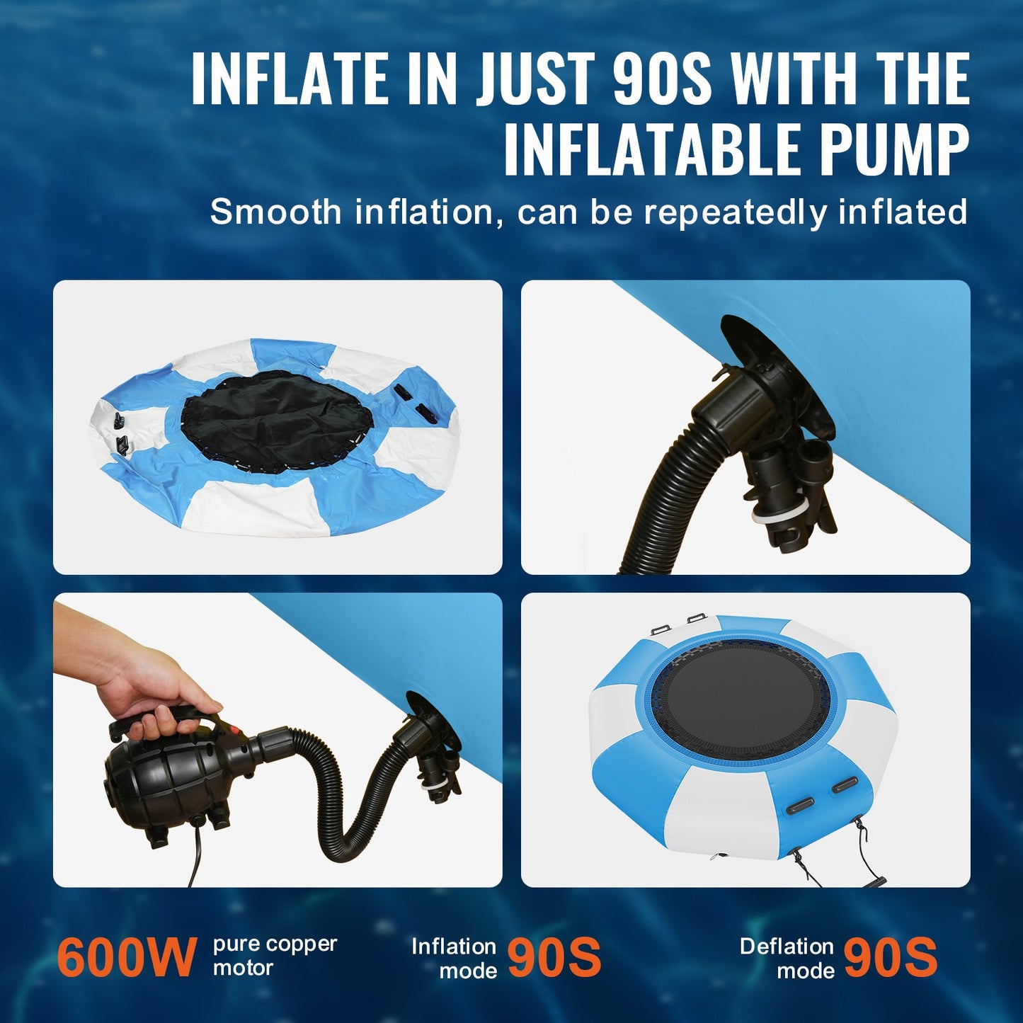 6,5 fot uppblåsbar vattenstudsmatta simplattform studs för Pool Lake Toy