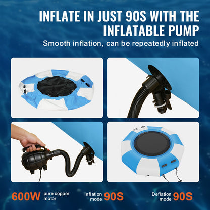 6,5 fot uppblåsbar vattenstudsmatta simplattform studs för Pool Lake Toy
