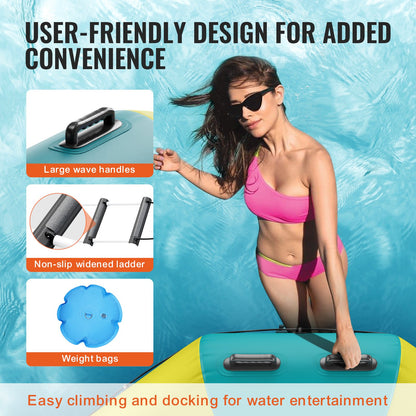 10ft Aufblasbare Wasser Trampolin Schwimmen Plattform Türsteher für Pool See Spielzeug