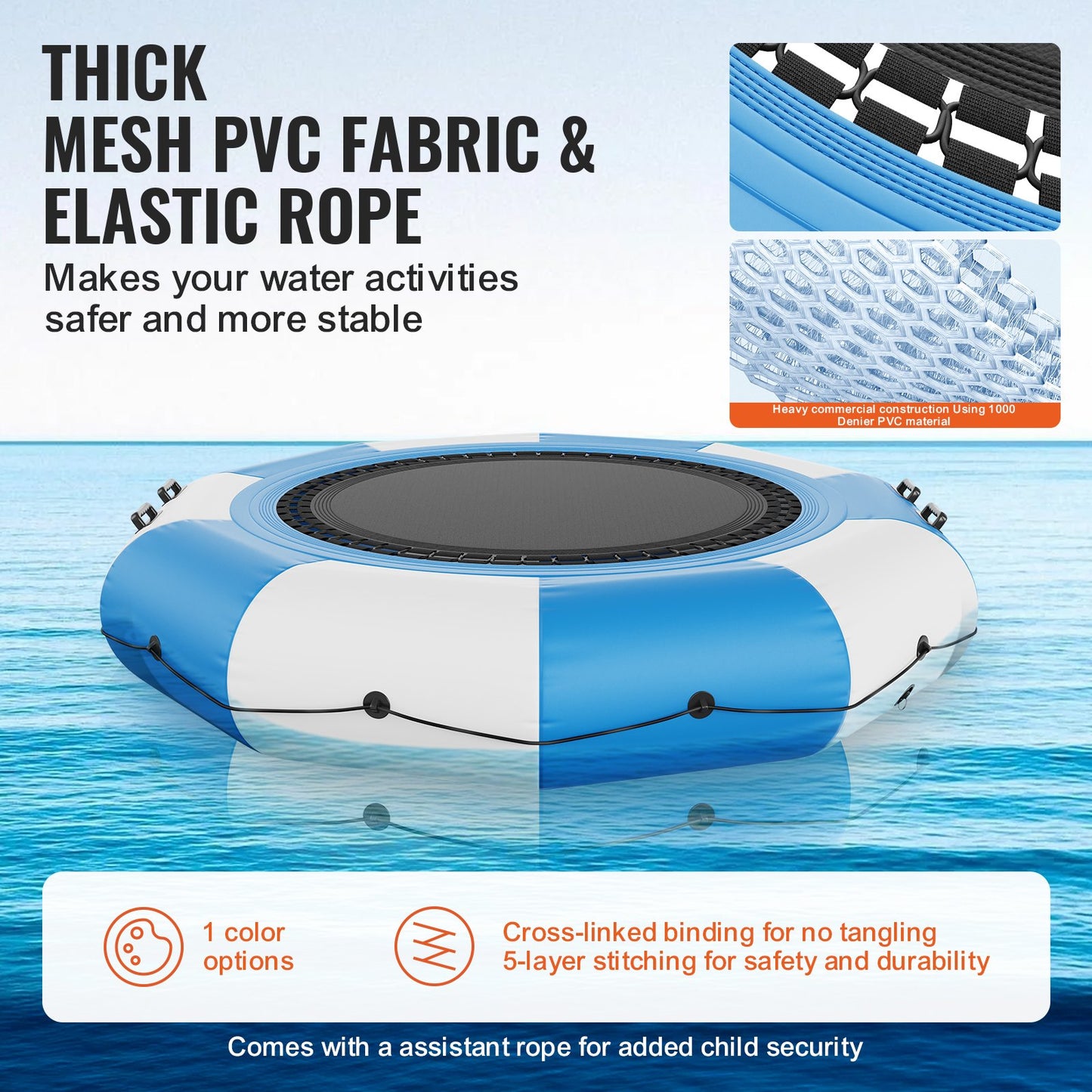 10ft Inflatable Water Trampoline Swimming Platform Bouncer for Pool Lake Toy