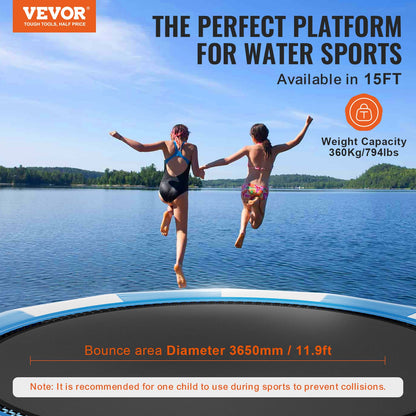 15ft Inflatable Water Trampoline Swimming Platform Bouncer for Pool Lake Toy