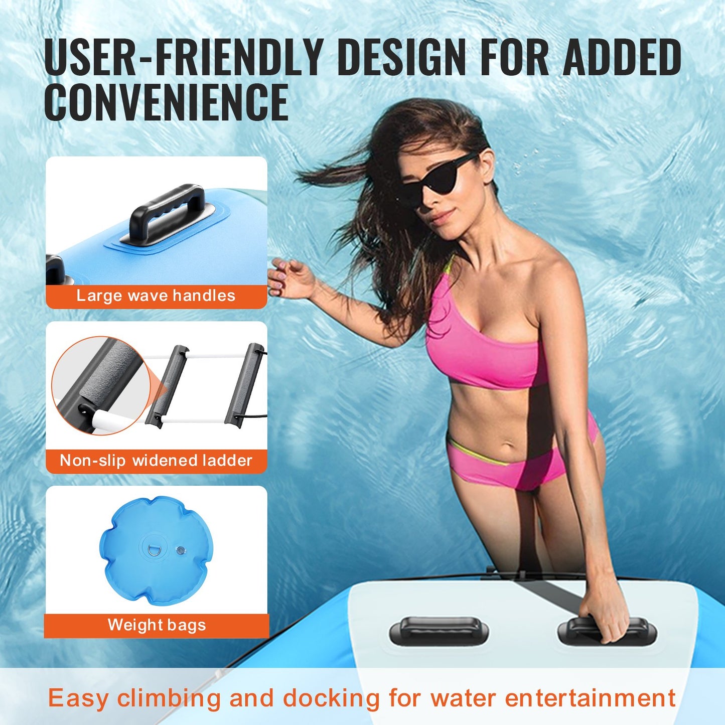 15ft Inflatable Water Trampoline Swimming Platform Bouncer for Pool Lake Toy