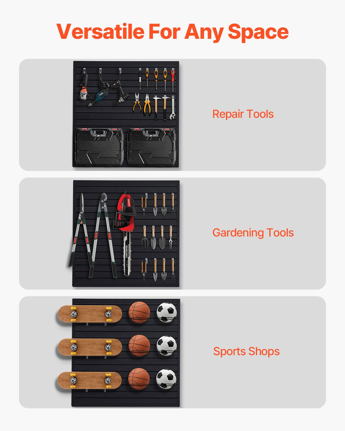 4 x 4 ft Slatted Wall Panel PVC Black Garage Slatted Wall with Modular Design