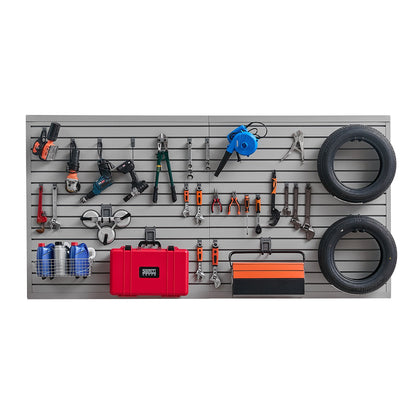 8 x 4 ft Lamellväggpanel PVC Grå Garage Lamellvägg med tillbehör