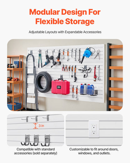 8 x 4 ft Lamellväggpanel PVC Vit Garage Lamellvägg med tillbehör