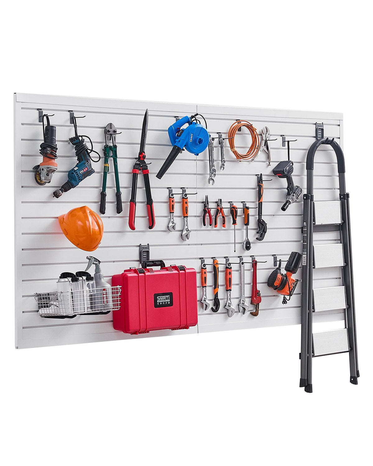 8 x 4 ft Lamellväggpanel PVC Vit Garage Lamellvägg med tillbehör