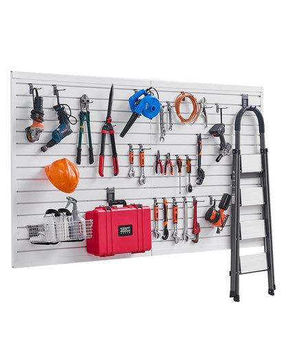 8 x 4 ft Lamellväggpanel PVC Vit Garage Lamellvägg med tillbehör