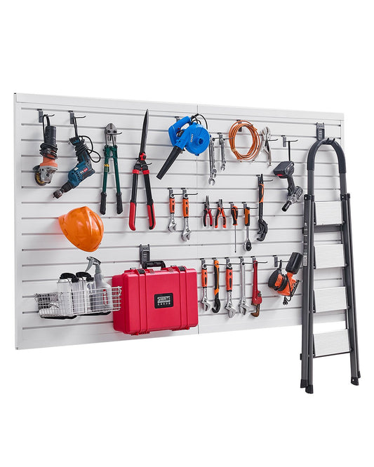 8 x 4 ft Lamellväggpanel PVC Vit Garage Lamellvägg med tillbehör