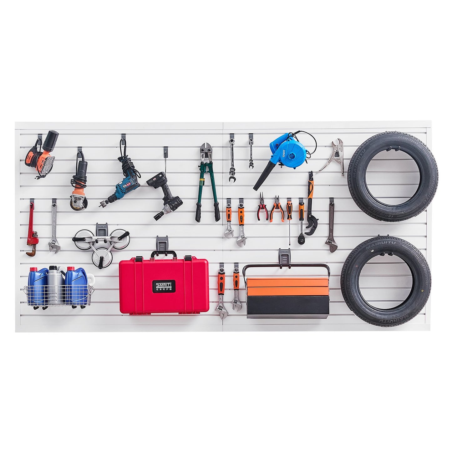 8 x 4 ft Lamellväggpanel PVC Vit Garage Lamellvägg med tillbehör