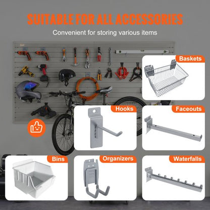 Lamellenwandpaneele, 4 x 1 Fuß, graue Garagenwandpaneele, 12 Zoll H x 48 Zoll L (Satz mit 8 Paneelen), robuste Garagenwand-Organizer-Paneele zur Anzeige für den Einzelhandel, Garagenwände und die Aufbewahrung von Kunsthandwerk | EU